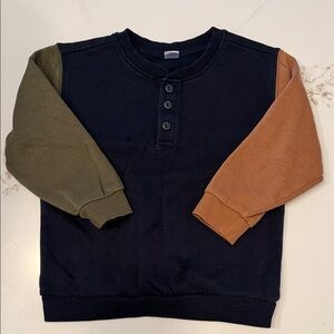 Old Navy Kids Colorblock Henley Sweatshirt in Navy, Olive & Brown